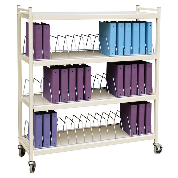 Extra Wide Vertical Open Chart Rack 4 Shelves 45 Binder Capacity in Be